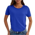 thumbnail image 1 of Sexlip Womens Short Sleeve Solid Crew Neck T Shirt Stretchy Fabric Form Fitting Design Casual Silhouette for Daily Errands Blue S, 1 of 7