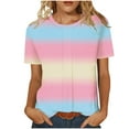 thumbnail image 1 of Sexlip Womens Short Sleeve T Shirt Gradient Design Crew Neck Soft Fabric Relaxed Silhouette for Daily Wear Pink XXL, 1 of 7