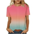 thumbnail image 1 of Sexlip Womens Short Sleeve T Shirt Gradient Design Crew Neck Soft Fabric Relaxed Silhouette for Daily Wear Pink XXL, 1 of 7