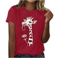 thumbnail image 1 of Sexlip Womens Short Sleeve T Shirt Patterned Text Print Crew Neck Design Soft Fabric Relaxed Silhouette for Daily Wear Red S, 1 of 6