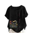 thumbnail image 1 of Sexlip Womens Short Sleeve T Shirt Side Button Pattern Design Soft Fabric Relaxed Silhouette for Weekend Gatherings Black S, 1 of 5