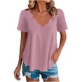 thumbnail image 1 of Sexlip Womens Short Sleeve V Neck Blouse Flowy Fabric Casual Silhouette for Daily Errands Red XXXL, 1 of 9
