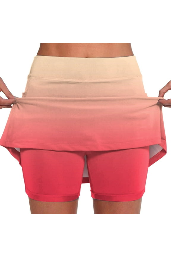 Womens Shorts Flared Layered Design Adjustable Waist Soft Fabric Relaxed Silhouette for Daily Wear Red L