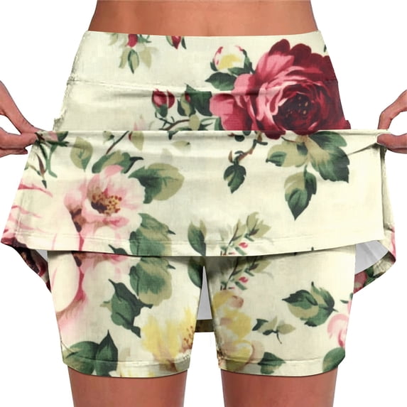 Sexlip Womens Shorts Vibrant Floral Print Layered Design Elastic Waist Soft Fabric Snug Silhouette for Daily Leisure Multicolor S