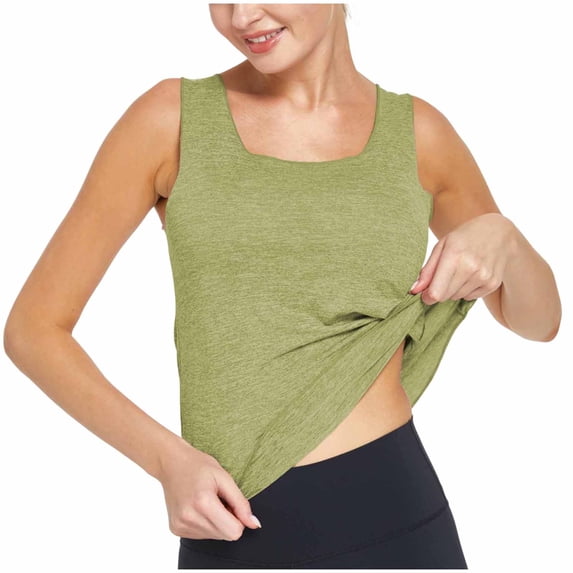 Sexlip Womens Side Color Block Sleeveless Athletic Sleeveless Top Supportive Stretchable Gym Workout Outfit Green M