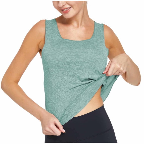 Sexlip Womens Side Color Block Sleeveless Athletic Sleeveless Top Supportive Stretchable Gym Workout Outfit Green S