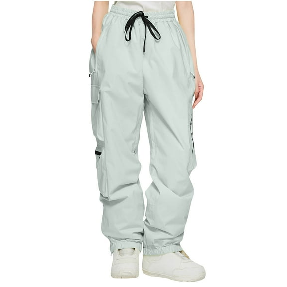 Sexlip Womens Ski Snow Pants Winter Windproof Insulated Snowboard Overalls Baggy Elastic Waist Padded Snow Pants with Pockets Green XXL