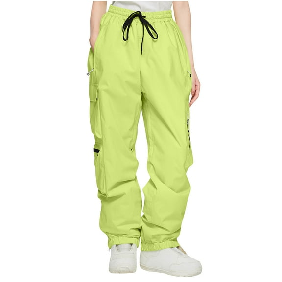 Sexlip Womens Ski Snow Pants Winter Windproof Insulated Snowboard Overalls Baggy Elastic Waist Padded Snow Pants with Pockets Yellow XL