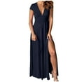 thumbnail image 1 of Sexlip Womens Sleeveless Bodycon Maxi Dress V Neck Design Stretchy Fabric Relaxed Silhouette for Evening Events Blue S, 1 of 8