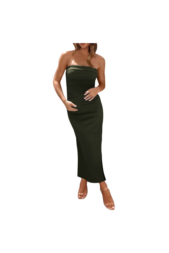 Womens Sleeveless Bodycon Midi Dress Crew Neck Design Soft Fabric Relaxed Silhouette for Evening Events Green XL