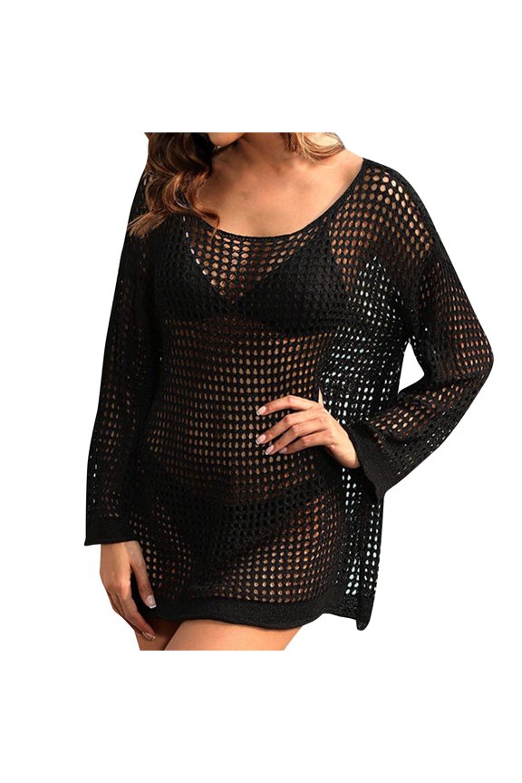 Womens Sleeveless Cover Up Dress Sheer Mesh Design Quick Dry Fabric Casual Silhouette for Beach Days Black M