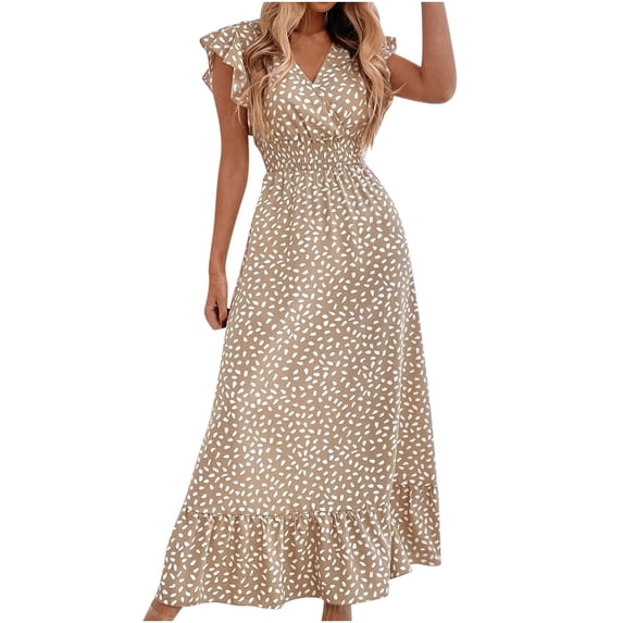Sexlip Womens Sleeveless Maxi Dress Floral Print Design V Neck Wrap Lightweight Fabric Relaxed Silhouette for Brunch Outings Yellow L