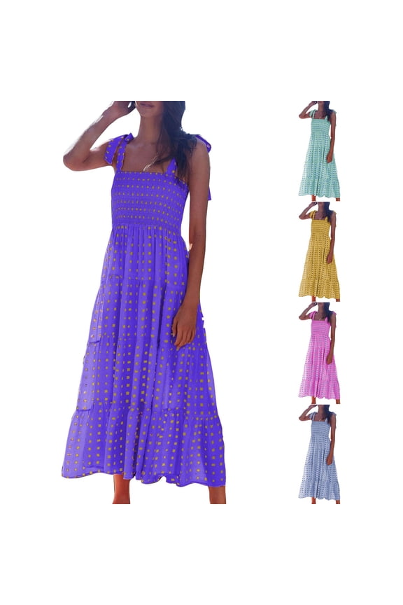 Womens Sleeveless Maxi Dress Tiered Ruffle Design Flowy Fabric Relaxed Silhouette for Summer Festivals Green L