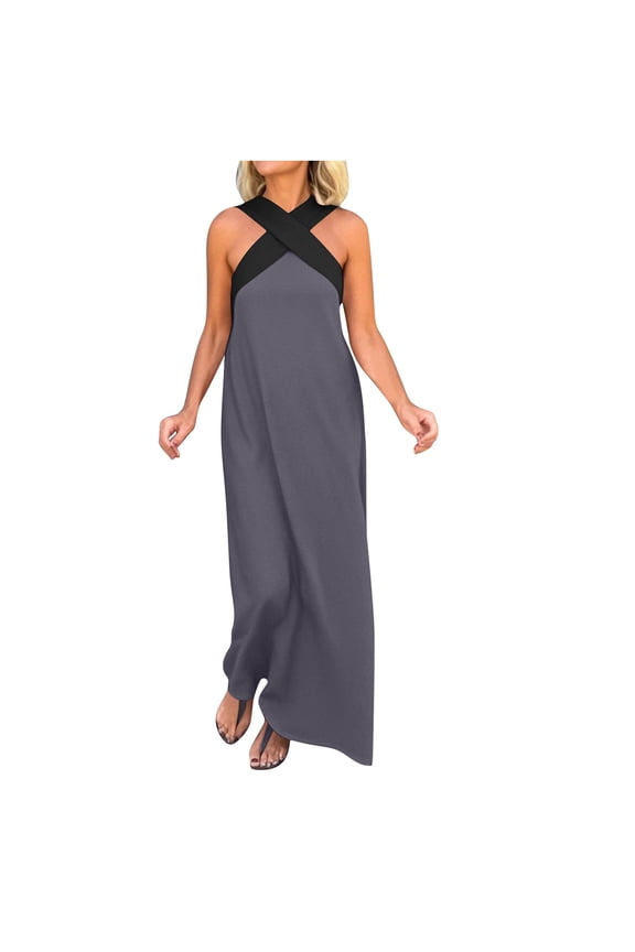Womens Sleeveless Shift Dress Minimal Design Soft Fabric Relaxed Silhouette for Stylish Gatherings Gray XXXL