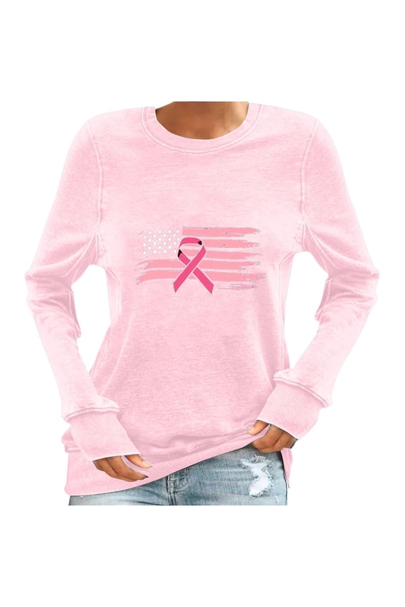 Womens Slogan Sweatshirt Long Sleeve Round Neck Design Soft Fabric Comfortable Silhouette for Daily Use Pink M