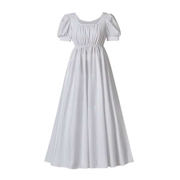 Sexlip Womens Square Neck Puff Sleeve Vintage Swing Dress Flowy Cute Party Birthday Tea Party Dress White S