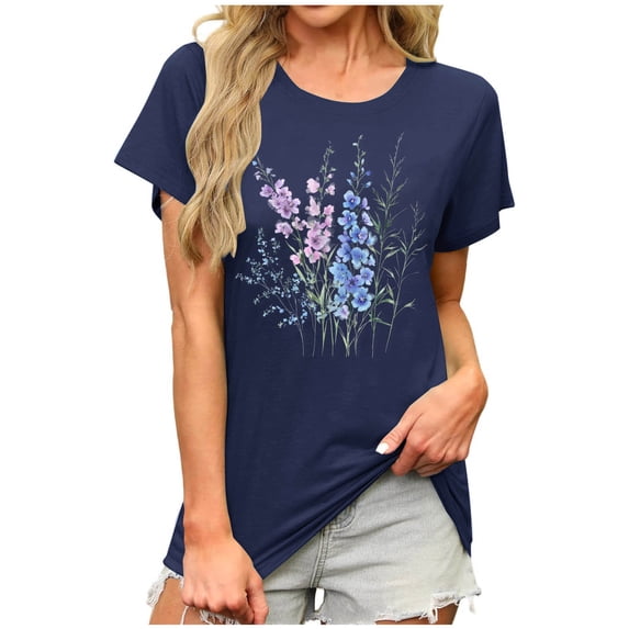 Sexlip Womens Swimsuit Set Abstract Floral Print Cover Up Design Crew Neck Short Sleeve Loose Silhouette Lightweight Fabric for Beach Vacations Purple M