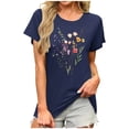 thumbnail image 1 of Sexlip Womens Swimsuit Set Dainty Floral Cluster Print Cover Up Design Crew Neck Short Sleeve Relaxed Silhouette Quick Dry Fabric for Beach Outings Blue XL, 1 of 4