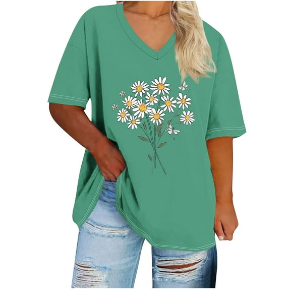 Sexlip Womens Swimsuit Set Dainty Floral Cluster Print Cover Up Design V Neck Short Sleeve Relaxed Silhouette Breathable Fabric for Pool Parties Green XL