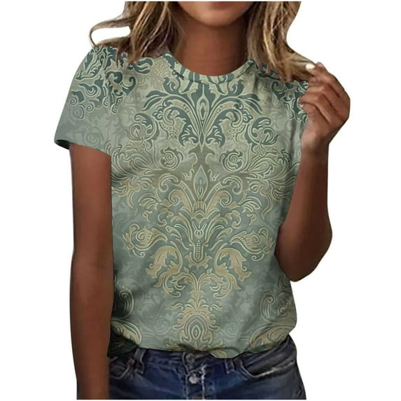 Sexlip Womens Swimsuit Set Ditsy Floral Print Cover Up Design Crew Neck Short Sleeve Slim Silhouette Breathable Fabric for Casual Beach Days Green XXXXL