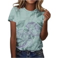 thumbnail image 1 of Sexlip Womens Swimsuit Set Faded Abstract Print Cover Up Design Crew Neck Short Sleeve Casual Silhouette Sun Protection Fabric for Beach Wear Green XXXL, 1 of 6