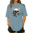 thumbnail image 1 of Sexlip Womens Swimsuit Set Floral Skull Print Cover Up Design Crew Neck Short Sleeve Loose Silhouette Lightweight Fabric for Beach Vacations Blue XL, 1 of 4