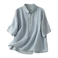 thumbnail image 1 of Sexlip Womens Swimsuit Set Half Button Cover Up Design Turn Down Collar Half Sleeve Loose Silhouette Quick Dry Fabric for Beach Outings Blue M, 1 of 9