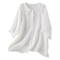 thumbnail image 1 of Sexlip Womens Swimsuit Set Lantern Sleeve Cover Up Design Crew Neck Ruffled Hem Flowy Silhouette Breathable Fabric for Pool Parties White L, 1 of 3