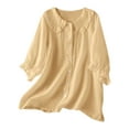 thumbnail image 1 of Sexlip Womens Swimsuit Set Lantern Sleeve Cover Up Design Crew Neck Ruffled Hem Flowy Silhouette Breathable Fabric for Pool Parties Yellow M, 1 of 3