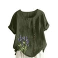 thumbnail image 1 of Sexlip Womens Swimsuit Set Lavender Floral Embroidery Cover Up Design Crew Neck Short Sleeve Asymmetric Hem Loose Silhouette Breathable Fabric for Pool Parties Green XL, 1 of 4