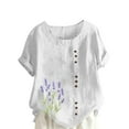 thumbnail image 1 of Sexlip Womens Swimsuit Set Lavender Floral Embroidery Cover Up Design Crew Neck Short Sleeve Asymmetric Hem Loose Silhouette Breathable Fabric for Pool Parties White XL, 1 of 4