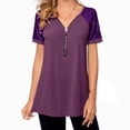 thumbnail image 1 of Sexlip Womens Swimsuit Set Raglan Sleeve Cover Up Design Half Zip V Neck 3/4 Sleeve Relaxed Silhouette Sun Protection Fabric for Beach Wear Purple XXXXL, 1 of 7