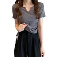 thumbnail image 1 of Sexlip Womens Swimsuit Set Ruched V Neck Cover Up Design Short Sleeve Slim Silhouette Quick Dry Fabric for Beach Outings Gray L, 1 of 5