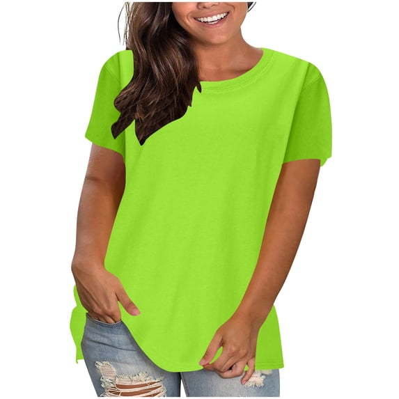 Sexlip Womens Swimsuit Set Solid Curved Hem Cover Up Design Crew Neck Short Sleeve Casual Silhouette Soft Fabric for Summer Water Activities Green L