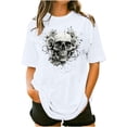 thumbnail image 1 of Sexlip Womens Swimsuit Set Spiked Skull Print Cover Up Design Crew Neck Short Sleeve Relaxed Silhouette Breathable Fabric for Pool Parties White S, 1 of 4