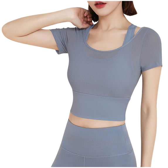 Sexlip Womens Swimsuit Set Square Neck Cropped Cover Up Design Short Sleeve Slim Silhouette Quick Dry Fabric for Beach Vacations Blue S