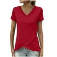 thumbnail image 1 of Sexlip Womens Swimsuit Set Surplice V Neck Cover Up Design Short Sleeve Slim Silhouette Breathable Fabric for Pool Parties Red M, 1 of 8