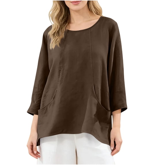 Sexlip Womens Swimsuit Set V Neck Ruffled Hem Cover Up Design Flowy Loose Silhouature Sun Protection Fabric for Beach Wear Brown XL