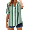 thumbnail image 1 of Sexlip Womens Swimsuit Set Vertical Stripe Cover Up Design V Neck Short Sleeve Flowy Silhouette Quick Dry Fabric for Beach Outings Green XXL, 1 of 5