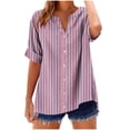 thumbnail image 1 of Sexlip Womens Swimsuit Set Vertical Stripe Cover Up Design V Neck Short Sleeve Flowy Silhouette Quick Dry Fabric for Beach Outings Pink M, 1 of 5