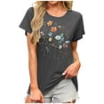 thumbnail image 1 of Sexlip Womens Swimsuit Set Vibrant Floral Print Cover Up Design Crew Neck Short Sleeve Casual Silhouette Sun Protection Fabric for Beach Wear Gray XXL, 1 of 4
