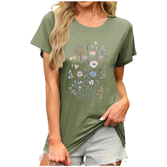 Sexlip Womens Swimsuit Set Vintage Floral Print Cover Up Design Crew Neck Short Sleeve Loose Silhouette Lightweight Fabric for Beach Vacations Green XXL