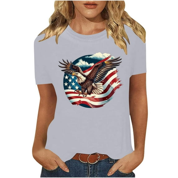Sexlip Womens Swimsuit Set Waving Flag Print Cover Up Design Crew Neck Short Sleeve Flowy Silhouette Quick Dry Fabric for Beach Outings Gray S