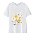 thumbnail image 1 of Sexlip Womens Swimsuit Set Yellow White Floral Print Cover Up Design Crew Neck Short Sleeve Loose Silhouette Lightweight Fabric for Beach Vacations White L, 1 of 3