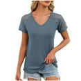 thumbnail image 1 of Sexlip Womens T Shirts V Neck Short Sleeve Tshirt Basic Tee Curved Hem Tops Blue XXL, 1 of 8