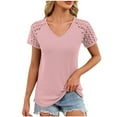 thumbnail image 1 of Sexlip Womens T Shirts V Neck Short Sleeve Tshirt Basic Tee Curved Hem Tops Pink XXL, 1 of 8