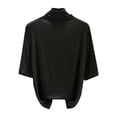thumbnail image 1 of Sexlip Womens Tops Mock Turtleneck Half Sleeve Undershirts Soft Stretchy Undershirts Basic Tops Elbow Length Base Layer Top Black L, 1 of 3