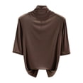 thumbnail image 1 of Sexlip Womens Tops Mock Turtleneck Half Sleeve Undershirts Soft Stretchy Undershirts Basic Tops Elbow Length Base Layer Top Brown XL, 1 of 4