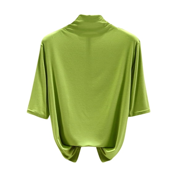 Sexlip Womens Tops Mock Turtleneck Half Sleeve Undershirts Soft Stretchy Undershirts Basic Tops Elbow Length Base Layer Top Green L