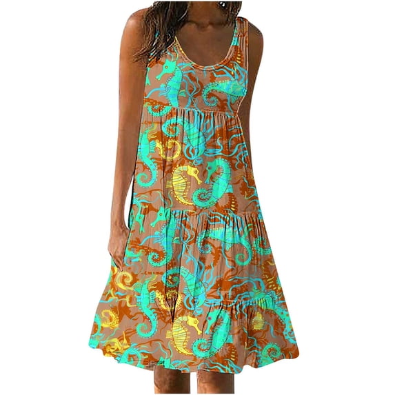 Sexlip Womens Tropical Print Mini Dress V Neck Design Lightweight Fabric Relaxed Silhouette for Beach Days Green XXXL